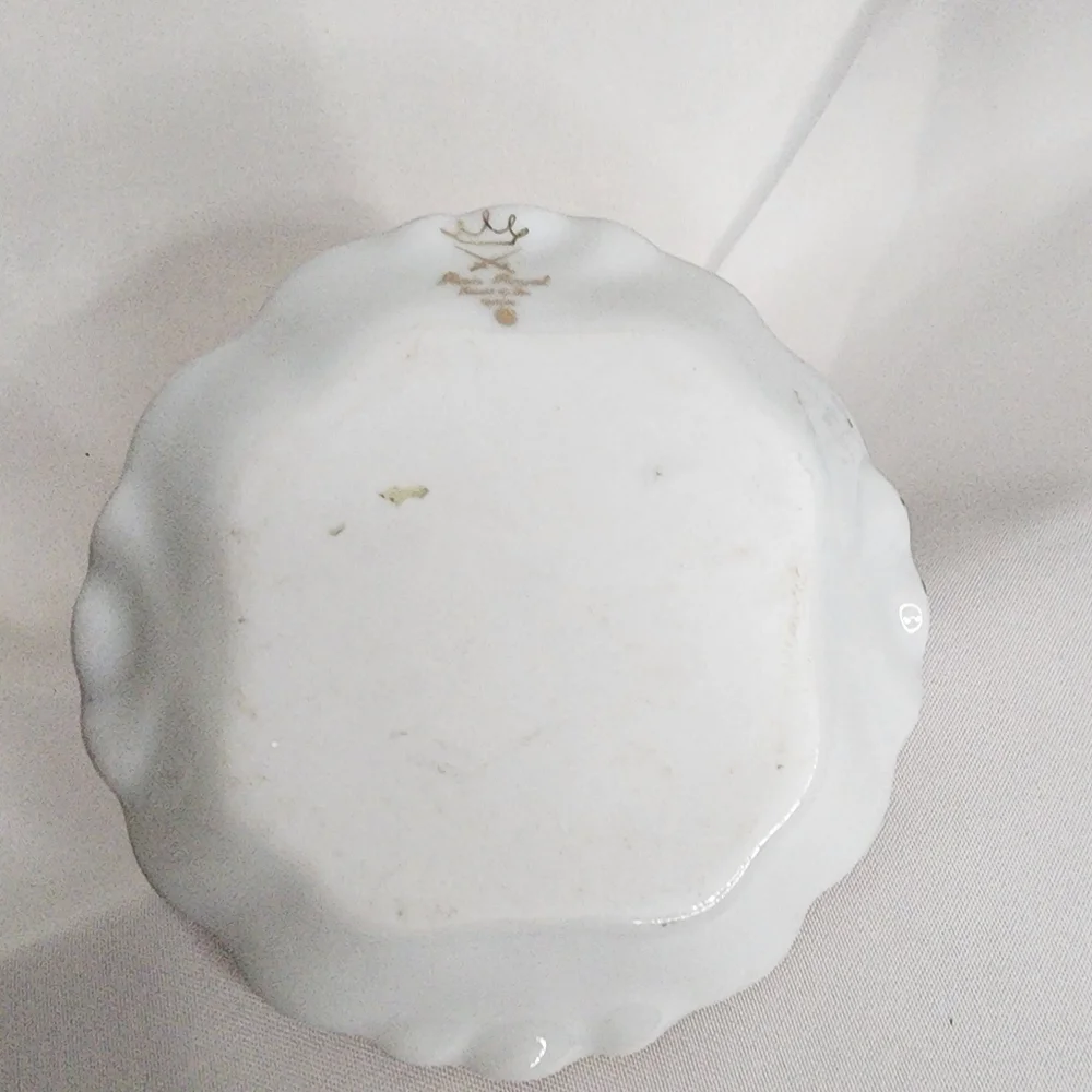 Victorian HatPin Holder Antique Paris Royal Peint ala Main Pink Floral Porcelain